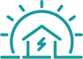 Logo with a house and sun design, likely representing energy or sustainability.