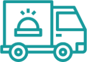 Icon of a delivery truck in teal color