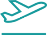 Teal airplane icon on a white background