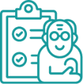 Icon of a person with a clipboard and checklist, indicating a focus on tasks or responsibilities.