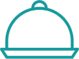 Outline of a restaurant dome lid icon in teal color